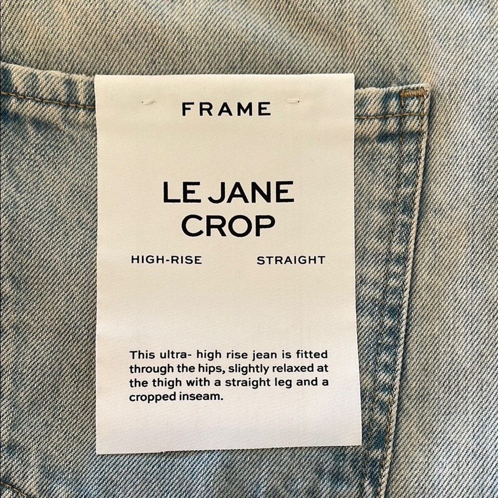 FRAME Le Jane Crop High Rise Straight Luster Light Blue Denim Jeans Size 32 NEW - Picture 6 of 16